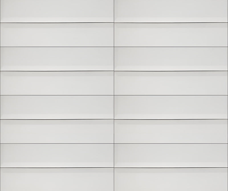 Bevel Bright White Subway Tile [FE01] – 4"x16" Ceramic Wall Tile for Kitchen & Bathroom Backsplash