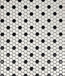 Satin White with Black Dot Hexagon Mosaic Tile – FE05 | 9.09 sq ft (10 Sheets) – $2.99/sq ft