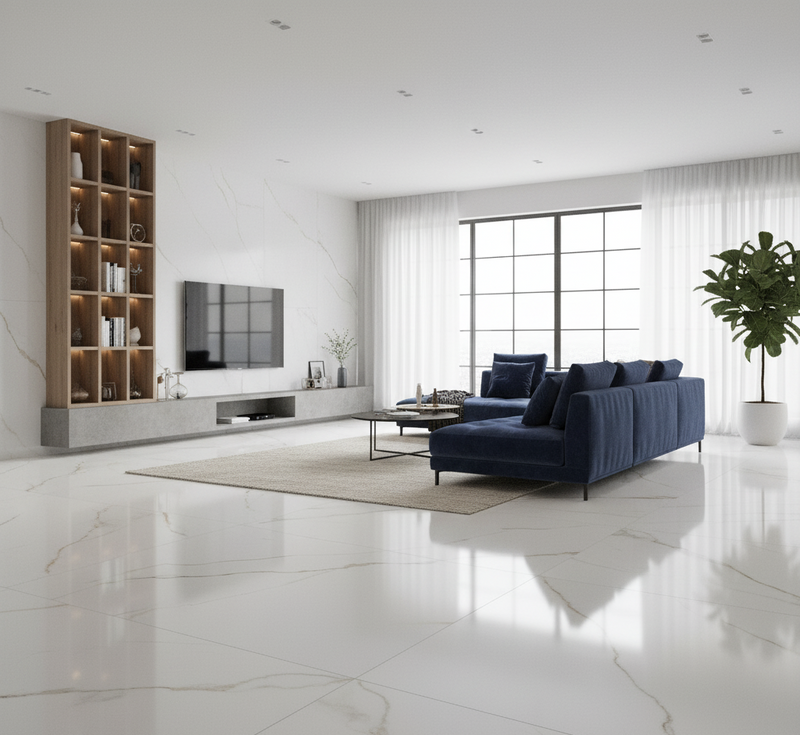 48x48 Large Format Porcelain Tile – Aurum Sliver – Oversized Floor & Wall Tile