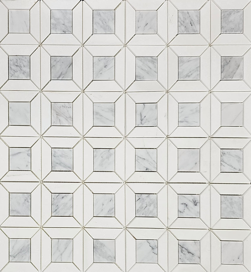 Polished Marble Mosaic Wall Tile –  Carrara Greece White Square Mosaic