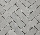 Carrara White Herringbone Mosaic Tile 2x6" – Polished Marble for Walls &amp; Backsplashes – $6.99/sq ft