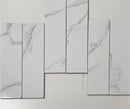 Carrara White 4x16 ceramic subway tile - alternate view