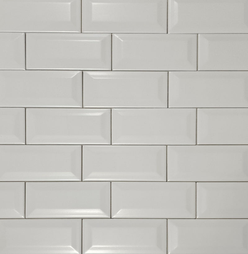 Bevel White Matte Subway Tile [SL17] – 3"x6" Ceramic Wall Tile for Kitchen & Bathroom Backsplash