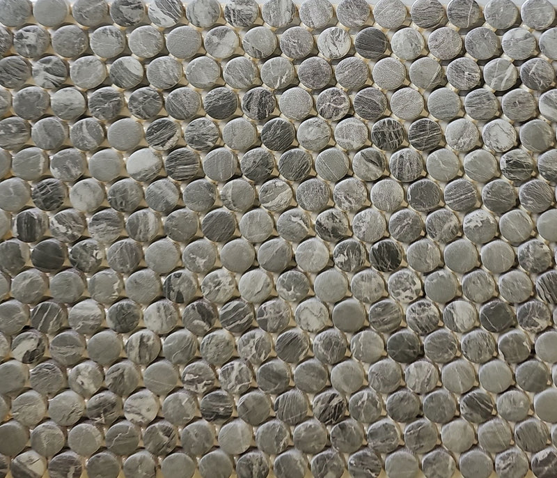 Ash Penny Round Mosaic Tile – SY13 | Matte Finish | Ceramic | 10.60 sq ft (10 Sheets)