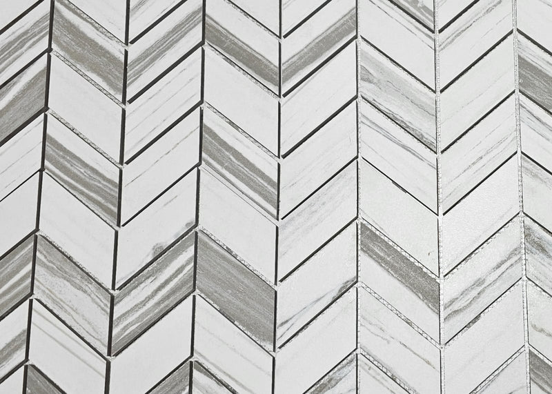 Polished Marble Mosaic Wall Tile – Stria Composer Chevron Pattern